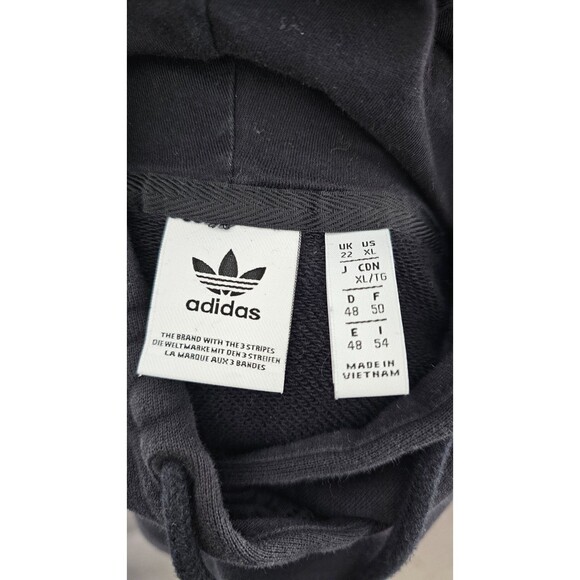 Womens Extra Large Adidas Adicolor Tricolor Trefoil Oversozed Crop Hoodie Black - Picture 8 of 12